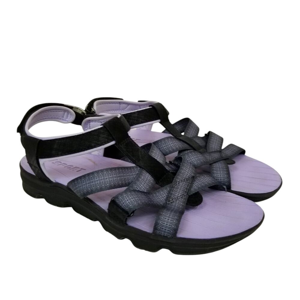 J Sport Kaia Women's Black Purple Ankle Strap Strappy Water Sandals Size 8